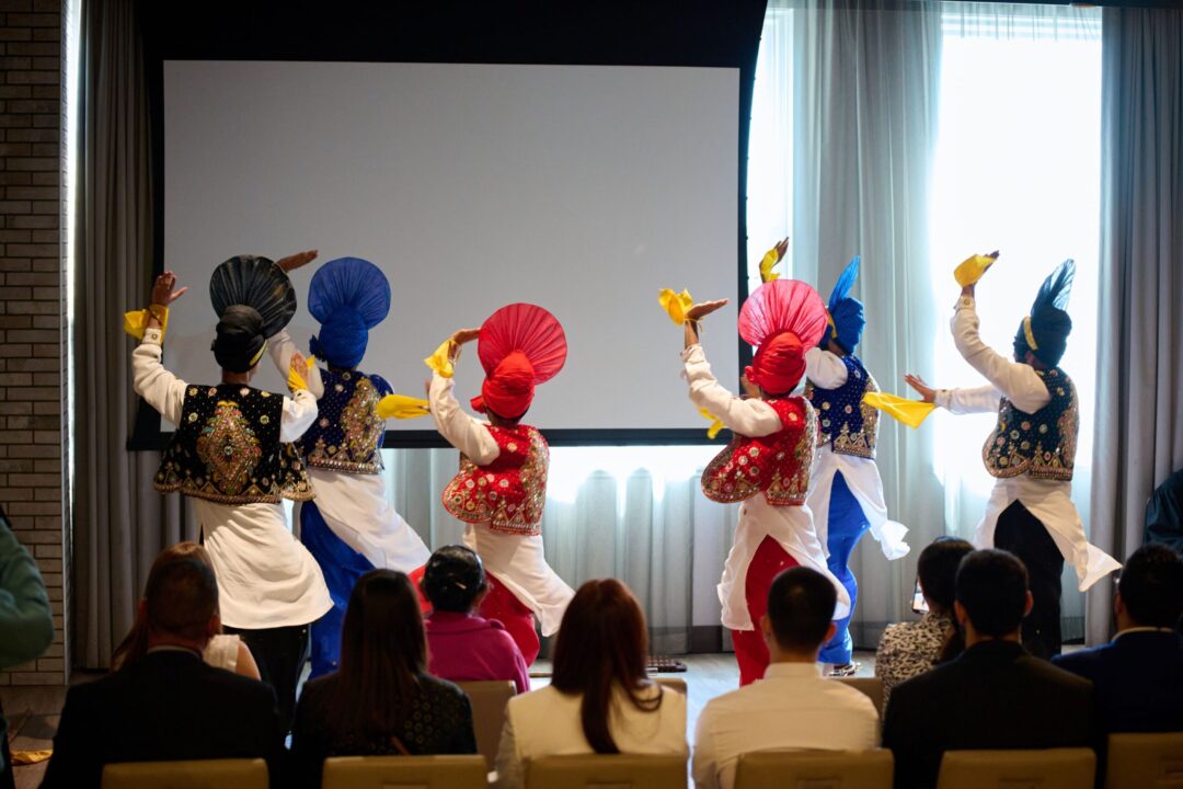Bhangra dancers at a Canadian citizenship ceremony.